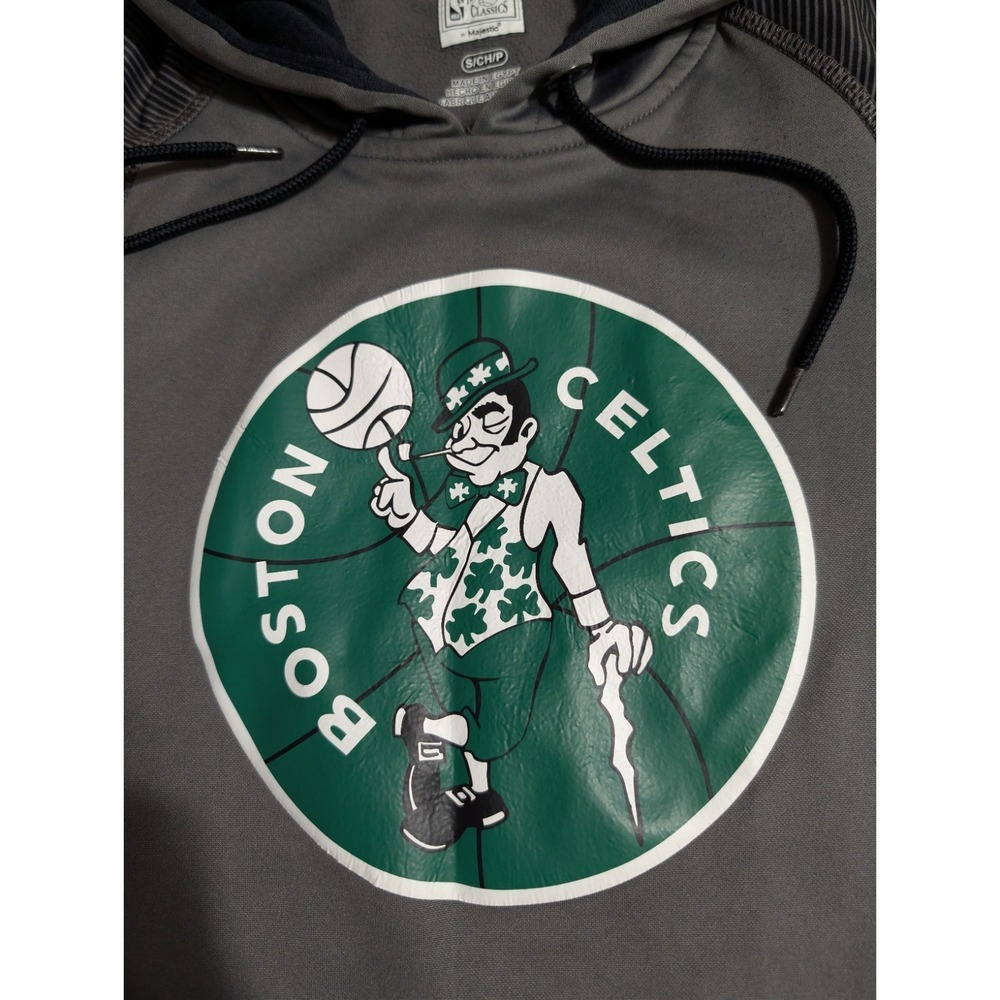 Majestic Boston Celtics Hoodie Mens S Hardwood Classics‎ NBA Gray Pullover - Picture 3 of 10
